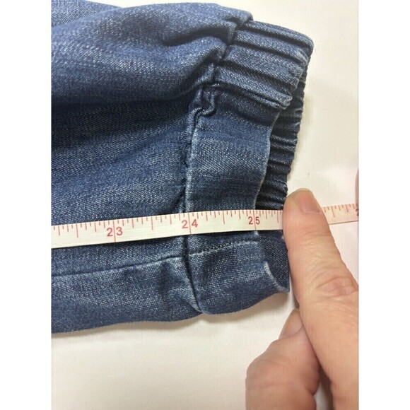 YFB Young Fabulous & Broke Denim Strapless Jumpsuit Dark Denim 4 Cargo Pockets - Picture 6 of 12